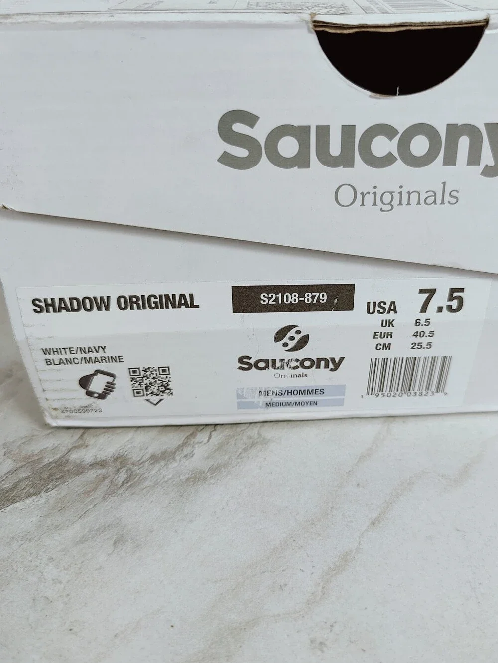 NIB Saucony Men's Shadow Original Sneakers Navy Beige, Sz 7.5